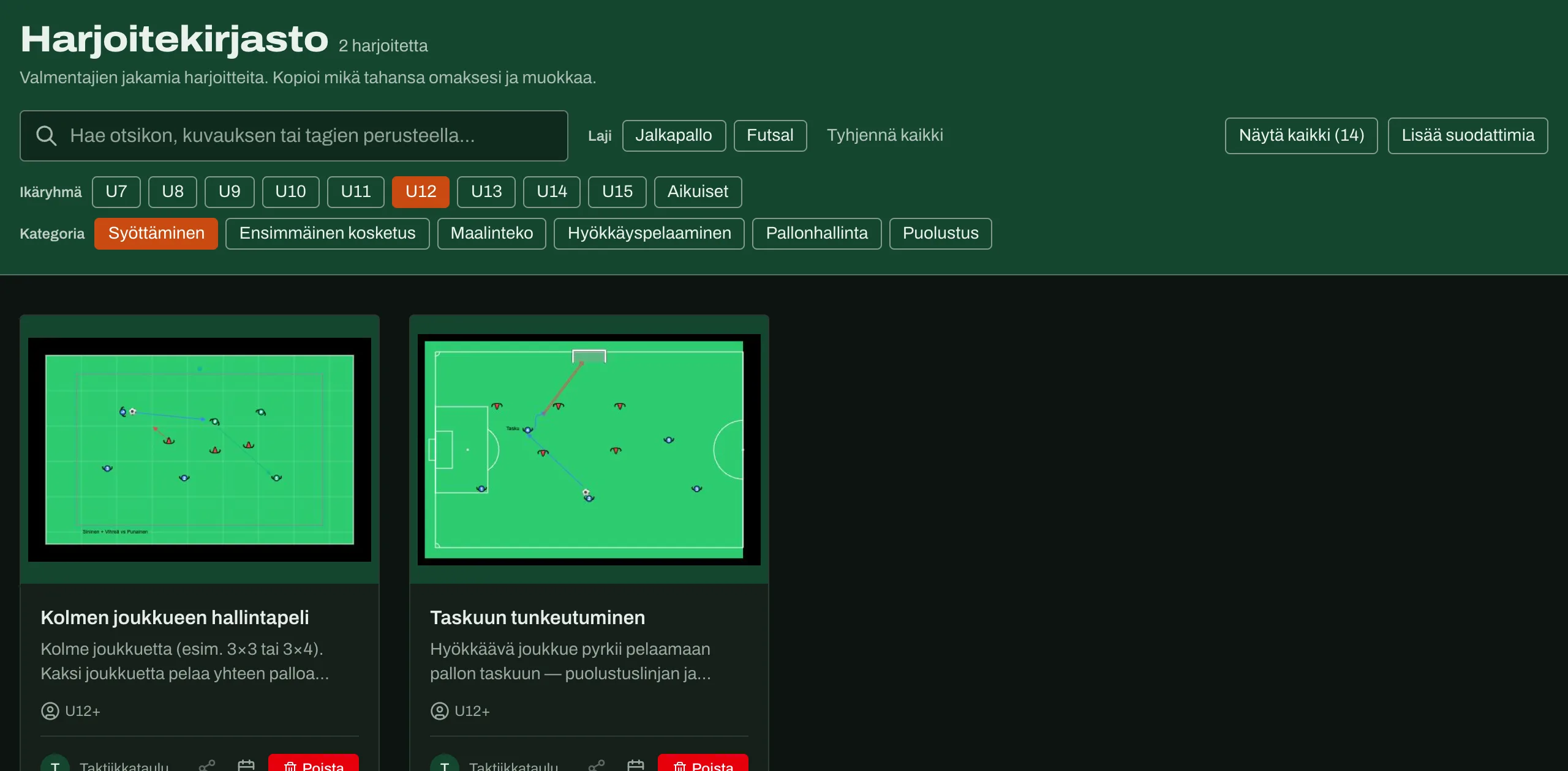 Kirjaston suodatinsirut: ikäryhmät ja kategoriat